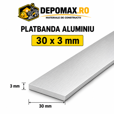 Platbanda aluminiu 30 x 3 mm, 6 metri (EN-AW 6060)